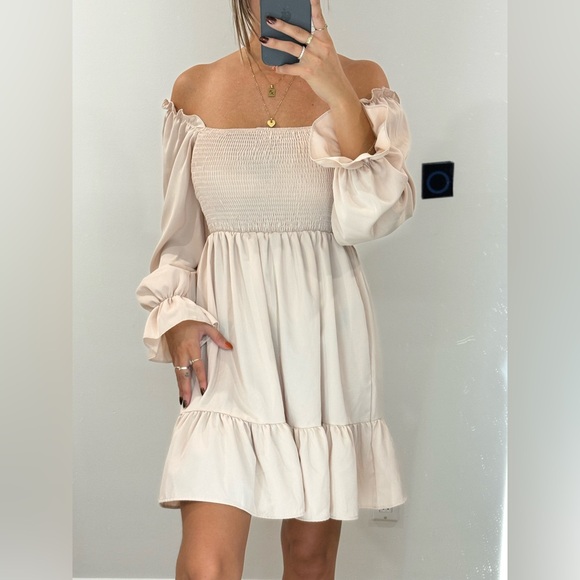 SHEIN Dresses & Skirts - SHEIN Cream Long Sleeve Dress